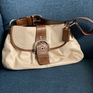 Ivory/Brown Coach shoulder bag
